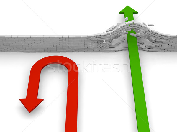 препятствие зеленый стрелка стены красный вверх Сток-фото © Harlekino