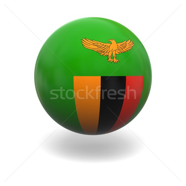 Vlag Zambia bol geïsoleerd witte Stockfoto © Harlekino