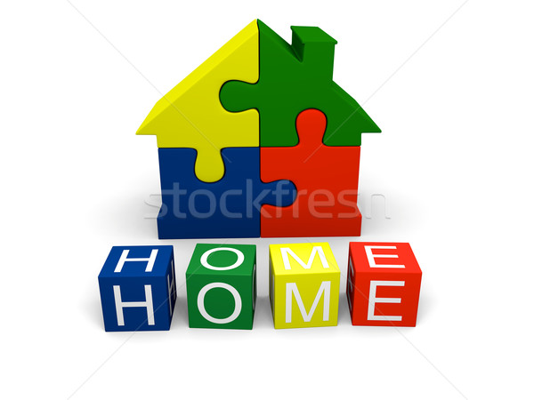 Otthon fűrész szimbólum ház négy színes Stock fotó © Harlekino
