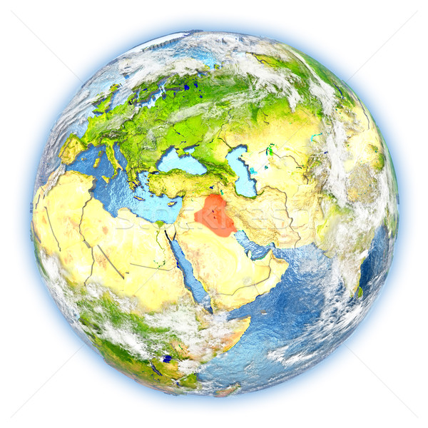 伊拉克 地球 孤立 紅色 地球 3d圖 商業照片 © Harlekino