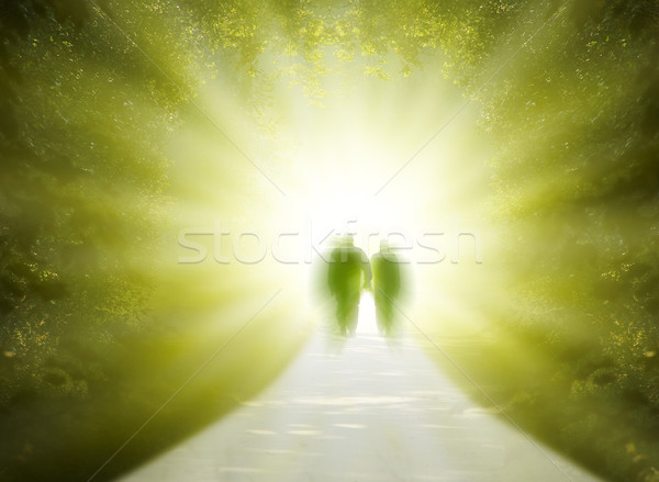 Lopen licht twee mensen lopen paradijs hemel Stockfoto © Hasenonkel
