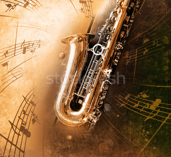 Oude saxofoon vuile retro saxofoon textuur Stockfoto © Hasenonkel