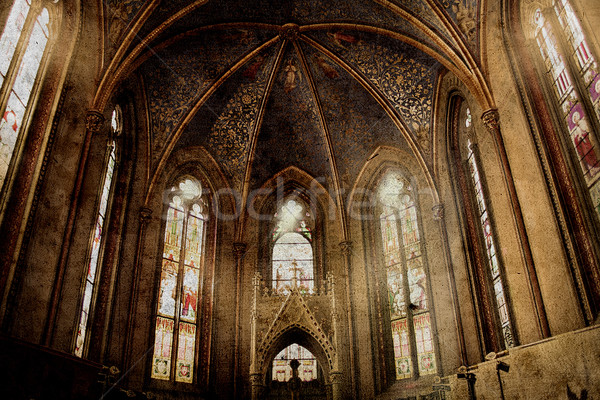 Alten Retro Kirche gotischen Stil Papier Stock foto © Hasenonkel