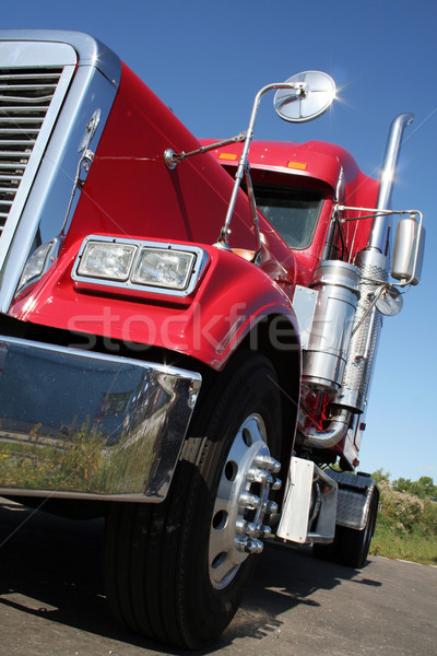 Zdjęcia stock: Amerykański · ciężarówka · piękna · czerwony · chrom · zielone