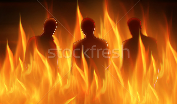 Inferno abstrato silhuetas três pessoas homem Foto stock © Hasenonkel