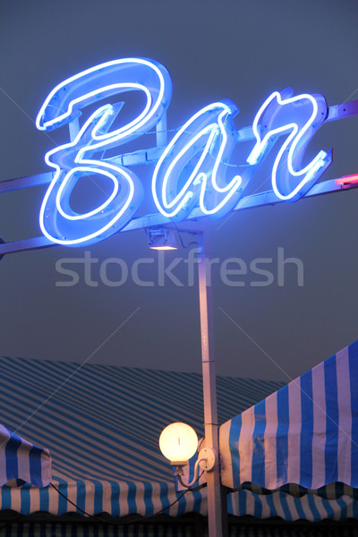 Bar Licht hellen blau Anzeige Wort Stock foto © Hasenonkel