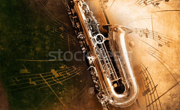 Foto stock: Velho · saxofone · sujo · retro · saxofone · textura