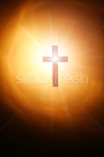 Krzyż Jezusa Chrystusa chmury Świt sylwetka Zdjęcia stock © Hasenonkel