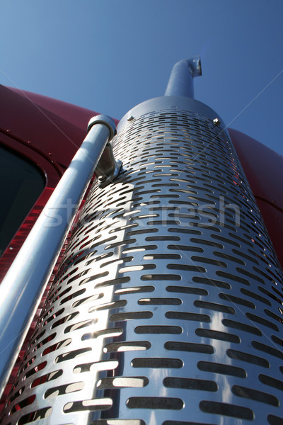 Amerikai teherautó gyönyörű piros króm kipufogó Stock fotó © Hasenonkel