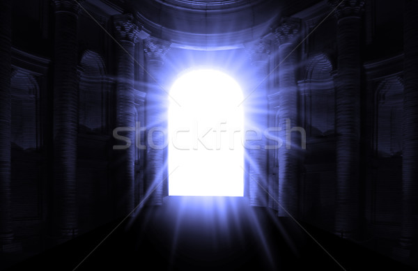 Túnel mirando muerte cruz puerta iglesia Foto stock © Hasenonkel