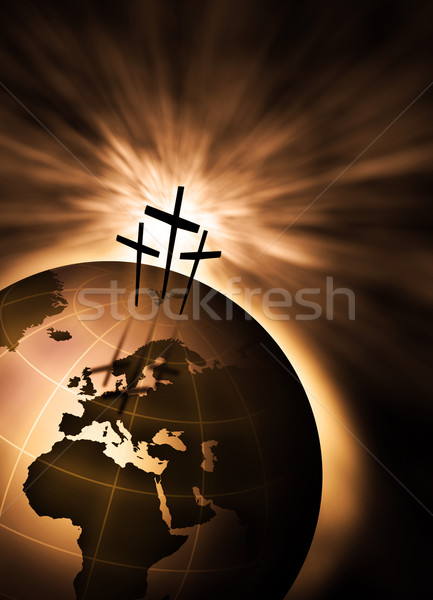 Teremtés Jézus Krisztus égbolt kezek földgömb Stock fotó © Hasenonkel