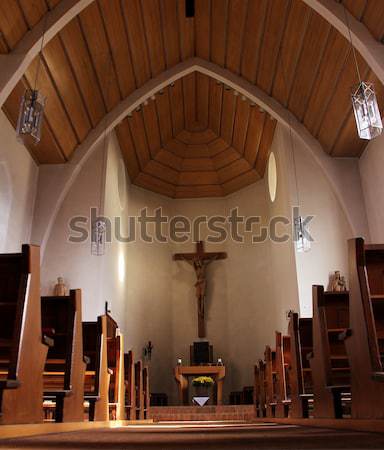 Kerk houten kruis muur hout licht Stockfoto © Hasenonkel