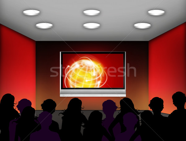 Mídia quarto plasma televisão parede projeto Foto stock © Hasenonkel