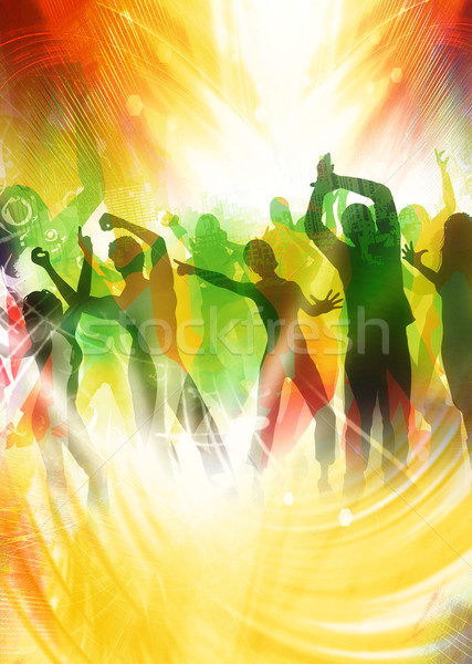 Spaß viele glückliche Menschen Tanz nice Farben Stock foto © Hasenonkel