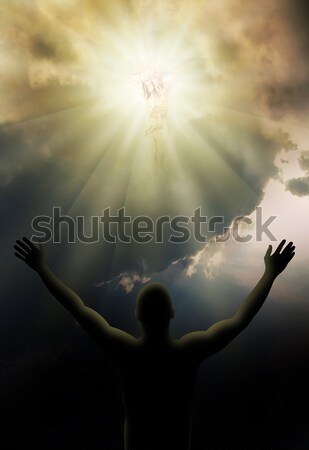 Luz Jesús Cristo cruz brillante manos Foto stock © Hasenonkel