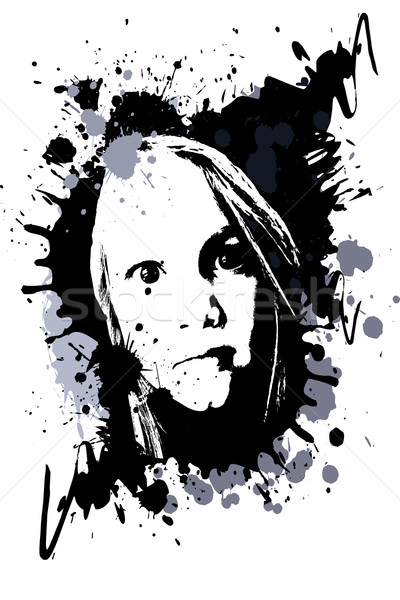 Grunge hoofd schilderij mooie meisjes Stockfoto © Hasenonkel