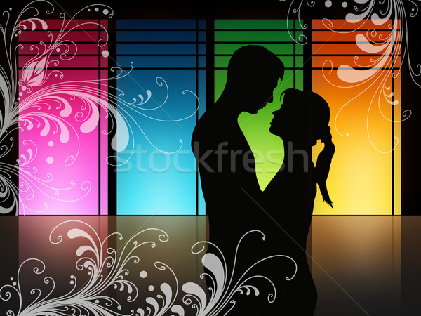 Liefde dans paar dansen hoog venster Stockfoto © Hasenonkel