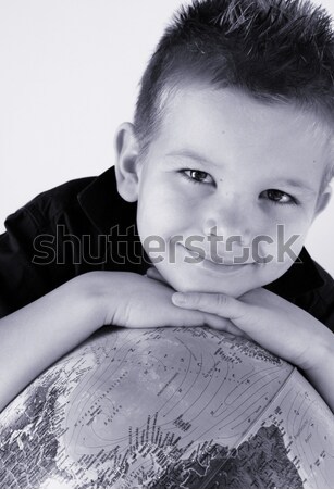 Chłopca świecie świat ręce strony Zdjęcia stock © Hasenonkel