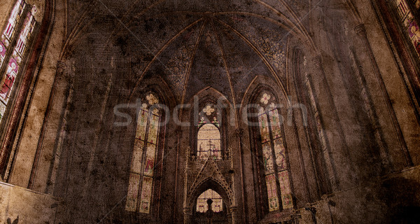 öreg retro templom gótikus stílus papír Stock fotó © Hasenonkel