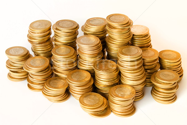 Ahorros dorado monedas blanco mexicano diez Foto stock © hayaship