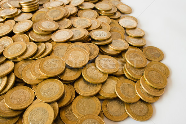 Foto stock: Mexicano · muchos · dorado · monedas · blanco · diez