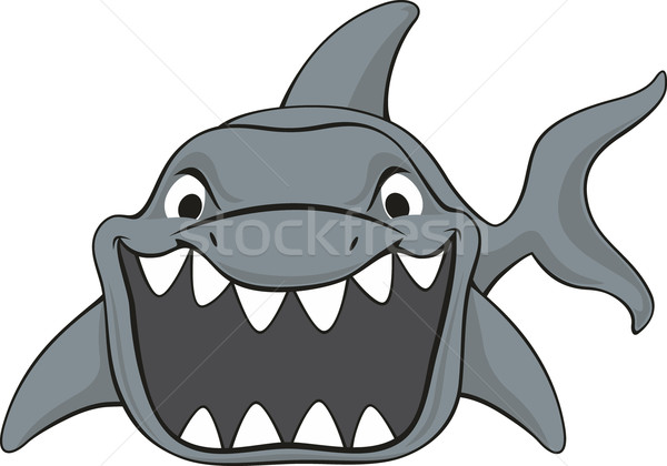 tubarão dos desenhos animados com a boca aberta 5162069 Vetor no