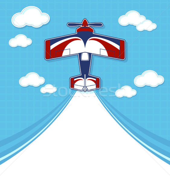 Drôle avion cartoon acrobatique espace de copie [[stock_photo]] © hayaship