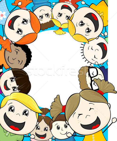 Ninos marco Cartoon ilustración grupo feliz Foto stock © hayaship