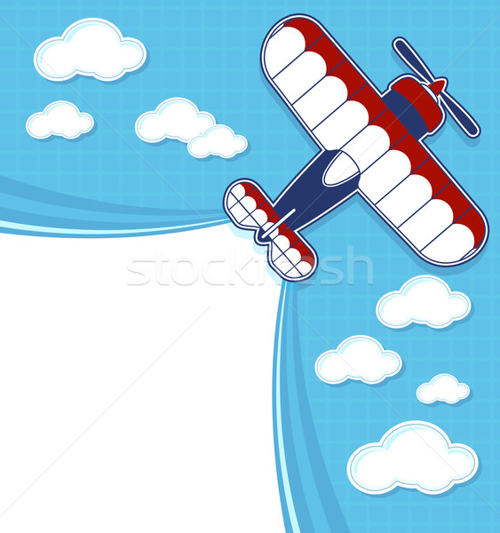 Aranyos kétfedelű repülőgép scrapbook vicces rajz copy space Stock fotó © hayaship