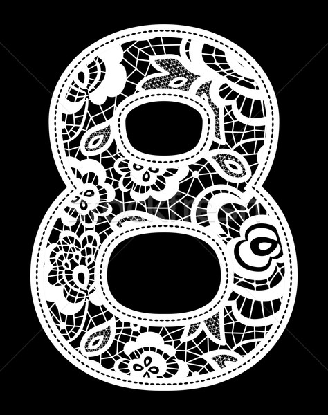 вышивка кружево числа иллюстрация изолированный черный Сток-фото © hayaship