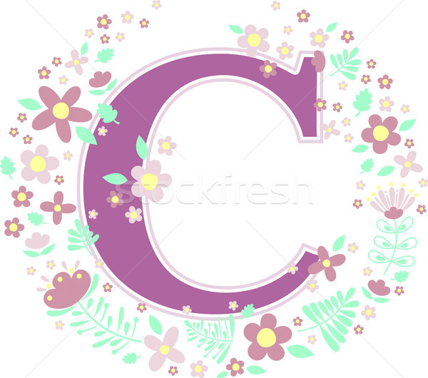 C betű dekoratív virágok terv elemek izolált Stock fotó © hayaship