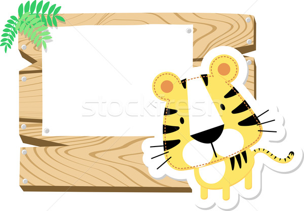 Baby tigre segno bordo illustrazione cute Foto d'archivio © hayaship