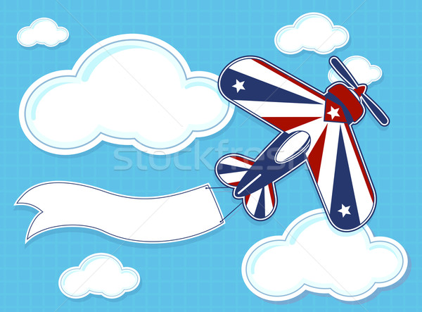 飛機 漫畫 旗幟 滑稽 雜技的 藍色 商業照片 © hayaship