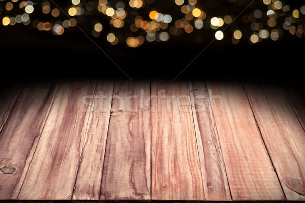 Stock foto: Holztisch · bokeh · Weihnachten · Lichter · Bild · Kopie · Raum