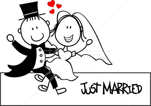 Stock foto: Hochzeit · funny · Paar · Karikatur · isoliert