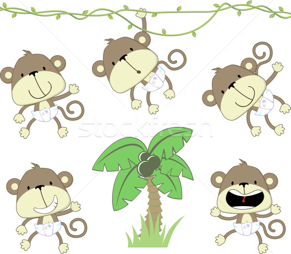 Funny monos Cartoon vector establecer bebé Foto stock © hayaship