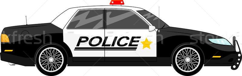 Foto stock: Polícia · carro · vista · lateral · isolado · branco · segurança