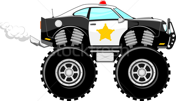 Policji samochodu cartoon 4x4 odizolowany biały Zdjęcia stock © hayaship