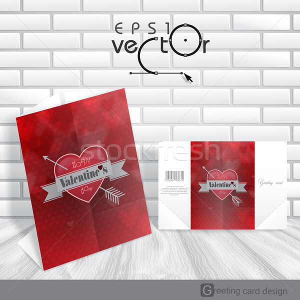 Stock photo: Greeting Card Design, Template. Happy Valentines D