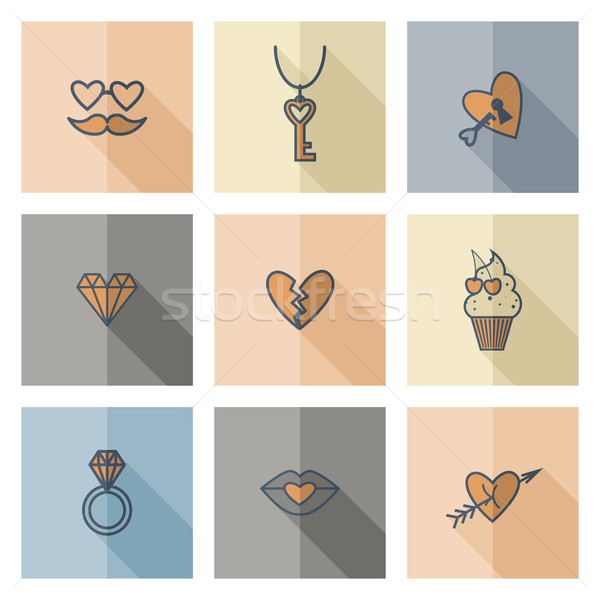 Happy Valentines Day Icons Stock photo © HelenStock