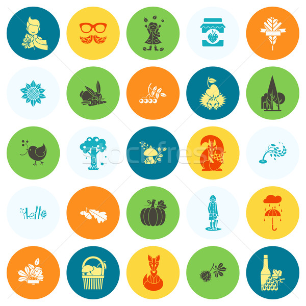 Set of Flat Autumn Icons Stock photo © HelenStock