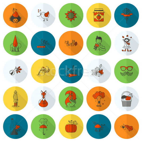 Set of Flat Autumn Icons Stock photo © HelenStock