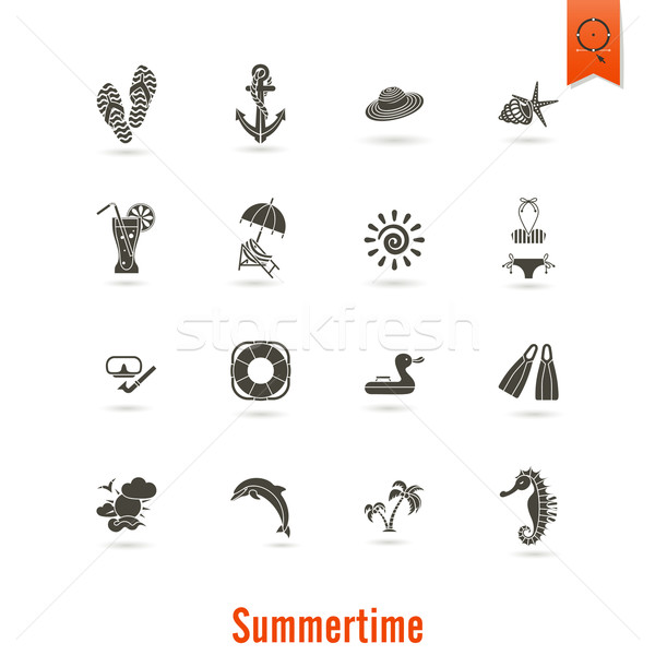 Summer and Beach Simple Flat Icons Stock photo © HelenStock