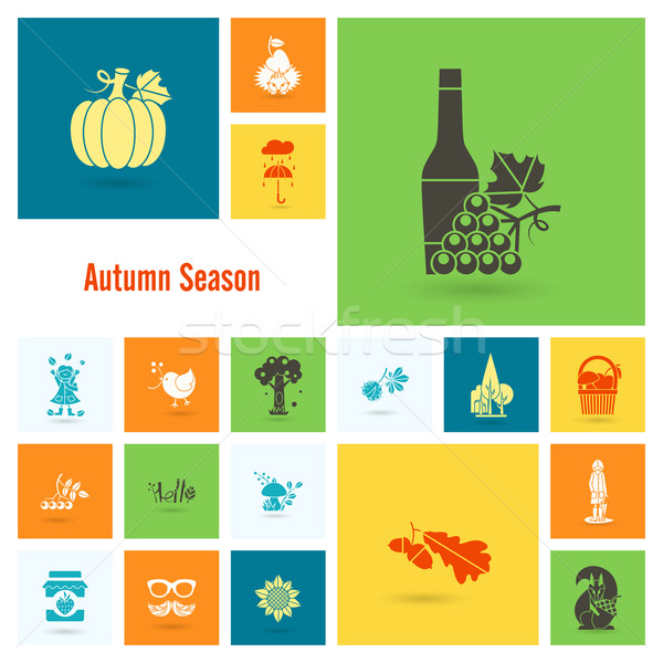 Set of Flat Autumn Icons Stock photo © HelenStock