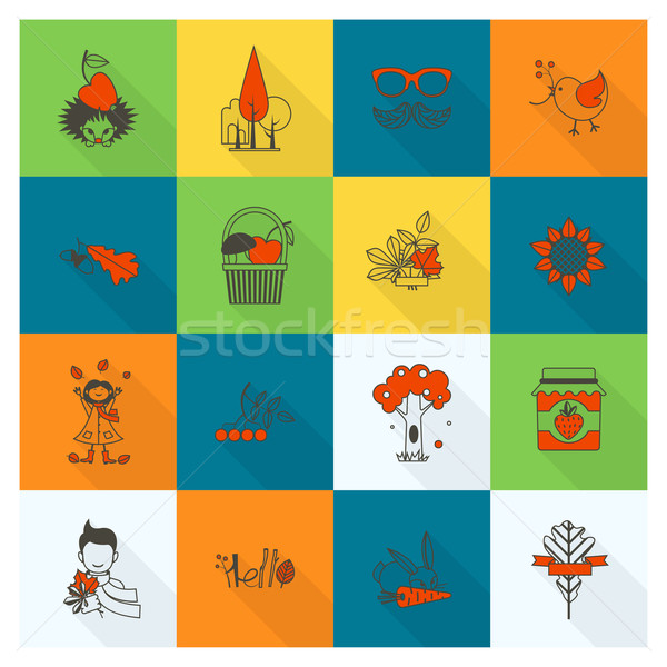 Set of Flat Autumn Icons Stock photo © HelenStock