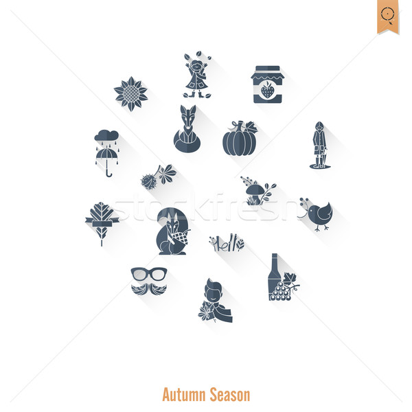 [[stock_photo]]: Automne · icônes · simple