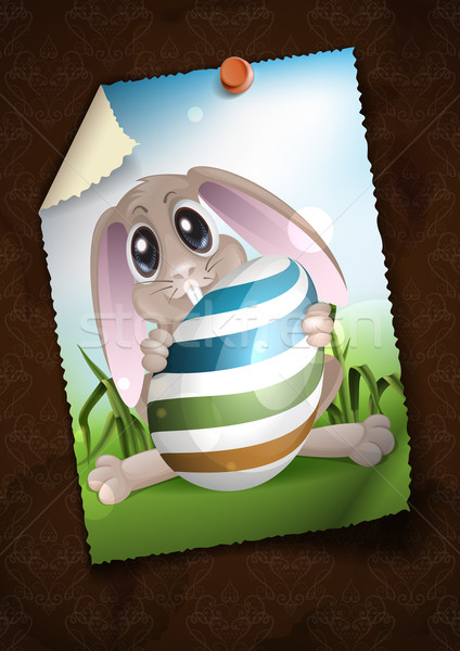 Conejo de Pascua colorido huevo tarjeta de felicitación plantilla de diseño eps Foto stock © HelenStock