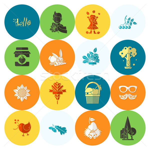 Set of Flat Autumn Icons Stock photo © HelenStock