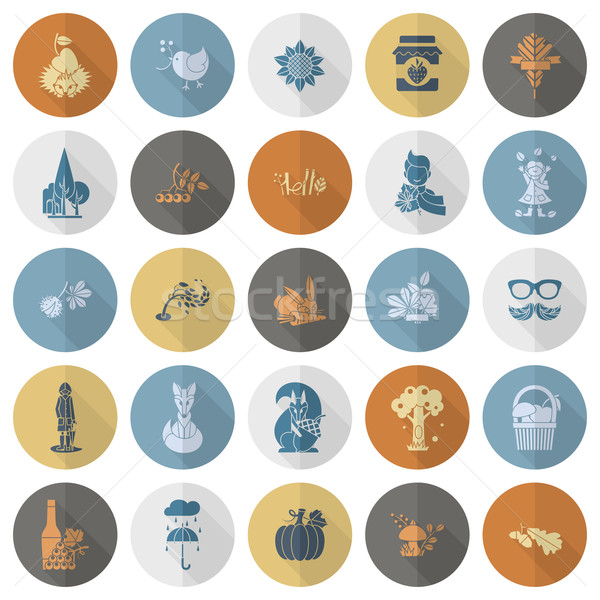 Set of Flat Autumn Icons Stock photo © HelenStock