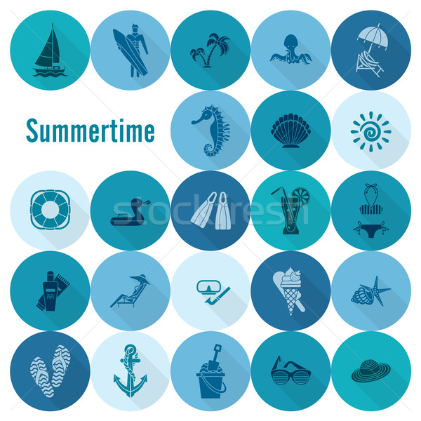 夏 ビーチ 単純な アイコン 旅行 休暇 ストックフォト © HelenStock